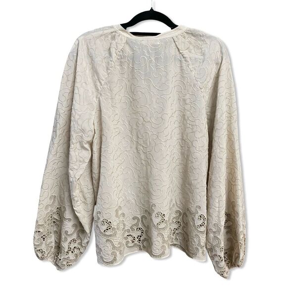 Jonathan Simkhai 
Jaid Embroidered Eyelet Blouse Cream Lace top $495 Sz L - Picture 7 of 15